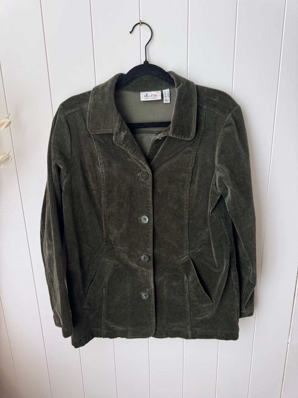 Denim Co Corduroy Chore Jacket True Olive Barn Coat Womens Size xs Button Y2K